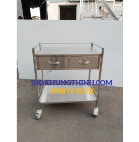 Xe tiêm inox 2 hộc kéo y tế